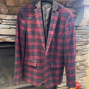 INC International Concepts Black and Red Sport Coat with Modern Cut